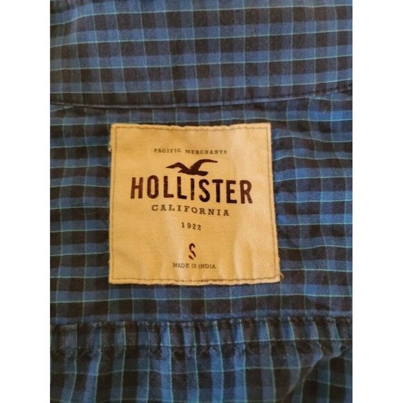 Hollister Mens Blue Plaid Button-Up Shirt Size S 100% Cotton Long Sleeve Casual - Picture 3 of 7
